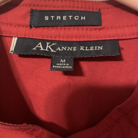 Anne Klein Women Stretch Cotton Blend Red Jacket Button Front Pocket Size Medium - Picture 3 of 4